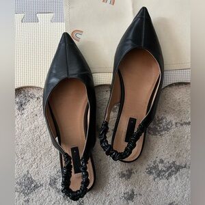 Topshop Black Pointed Toe Slingback Flats
